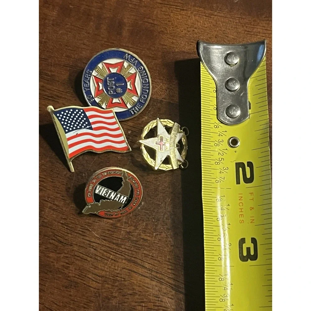 Vintage US Military & Patriotic Pin Lot - Army Insignia, VFW Post #1, 92 Olympic